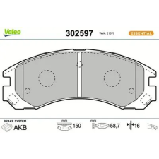 Valeo fékbetétkészlet, tárcsafék 302597 fékbetét