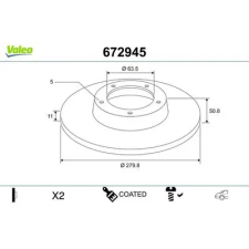 Valeo féktárcsa 672945 autóalkatrész
