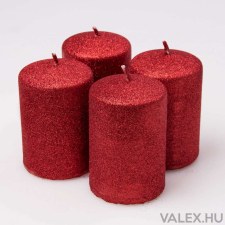 Valex Decor Adventi gyertya készlet 10 x 6cm - Piros csillogó gyertya