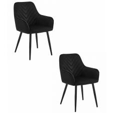  Valora WAAV étkezőszékek - Fekete bársony, fekete lábakkal x2 bútor