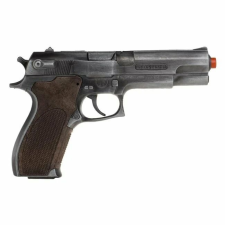 Valósághű Beretta játékpisztoly kapcsokkal, 8 tölténnyel, fém, barna-szürke, barna szürke katonásdi