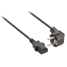 Valueline /Nedis Hálózati tápkábel földelt könyökcsatlakozós dugó 3m Fekete kábel és adapter