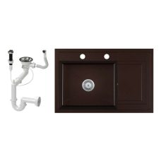  Vancouver V80-52BRM Gránit mosogató + dugóemelő (sötétbarna) mosogatótálca