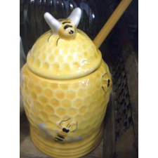 Vanilia Kerámia Méhecskés méztartó mézcsurgatóval,kerámia,kézzel festett-2,5dl papírárú, csomagoló és tárolóeszköz