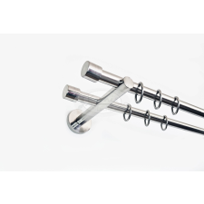 Varsó 2 rudas fényes inox színű fém karnis szett - 160 cm karnis, függönyrúd