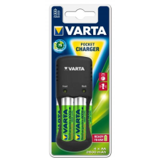 Varta Elem akkumulátor töltő - VARTA Pocket Charger + 4 db 2600mAh AA tölthető akku tölthető elem