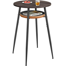 Vasagle Bárasztal tárolóval, Kerek magas bárasztal, barna bútor