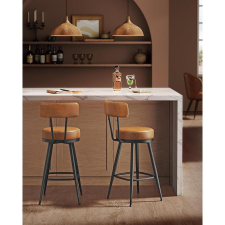 Vasagle Bárszék szett, 2 db, háttámlával,65 cm magas, karamell barna színben bútor