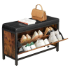 Vasagle Cipőpad, cipőtároló párnázott üléssel, rusztikus barna és fekete
