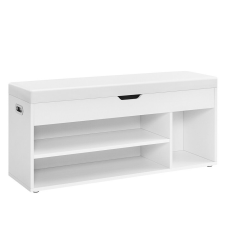 Vasagle Cipőtároló pad, párnázott ülőfelülettel, felnyitható, fehér 100x30x44cm bútor