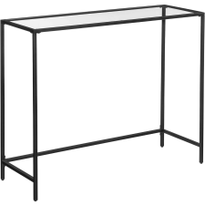 Vasagle Előszobai asztal, edzett üveg munkalap, fémkeret, étkező, 100x35x80cm, fekete bútor