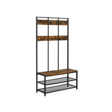 Vasagle Ipari Stílusú Előszobafal Cipőspaddal Rusztikus Barna-Fekete bútor