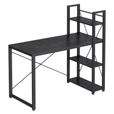 Vasagle Íróasztal polcokkal, ébenfekete 120x119x60cm íróasztal