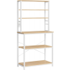 Vasagle Konyhai állópolc 6 polcszinttel, 6 akasztóval, tölgy és fehér 80x40x167cm