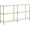 Vasagle Konzol, VASAGLE, 3 szintes polc, 130 x 30 x 73 cm, fém keret, modern stílusú, bejárathoz, nappali, hálószoba, arany LGT024A01