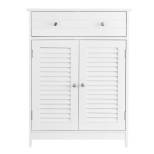  VASAGLE Nordic Fürdőszobai Tárolószekrény Zsalus Ajtókkal Matt Fehér fürdőszoba bútor