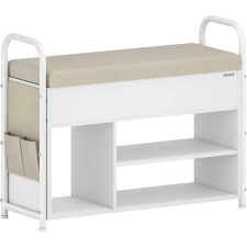 Vasagle tárolós cipős pad ülőkével, 80 cm, felhőfehér-bézs bútor