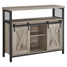 Vasagle Tárolószekrény 2 tolóajtóval,konyhaszekrény állítható polcokkal, greige-fekete bútor