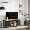 Vasagle TV állvány, nyitott polcokkal, rusztikus barna és fekete 140x39x52cm