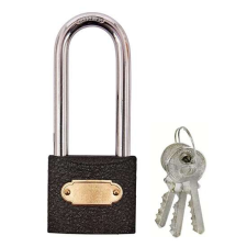 Vaslakat 50mm fekete hosszú kengyelű 3 kulcs 3287551 lakat