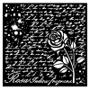 Vastag stencil cm 18X18 - Rose Parfum manuscript with rose