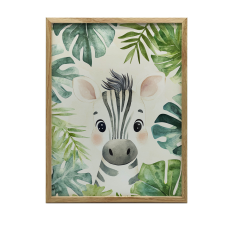 VÁSZFESTÉS EGY KIS ZEBRA KERET NÉLKÜLI ARCÁRÓL PREMIUM VÁSZON 50x70 grafika, keretezett kép
