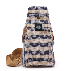 Vászon Cross-Body Táska - Bézs és Kék