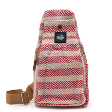  Vászon Cross-Body Táska - Bézs és Rózsaszín