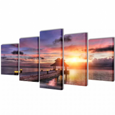  Vászon falikép szett tengerpart pavilonnal 100 x 50 cm grafika, keretezett kép