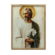 VÁSZON FESTMÉNY A FALRA SZENT JÓZSEF EGY CSOKOR LILES 70x100 CM grafika, keretezett kép