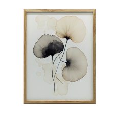 VÁSZON FESTMÉNY BOHO KÖLTÉS GINKGO HÁROM LEVÉL KERET NÉLKÜL 70x100 grafika, keretezett kép