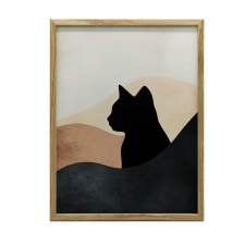 VÁSZON FESTMÉNY FALI CAT HILLSHOZ ARANY KERET 50x70 CM grafika, keretezett kép