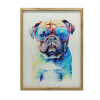  VÁSZON FESTMÉNY KERETBEN VICCES PUG 50x70 CM FA SÖTÉTBANA