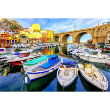  Vászon festmény, MÉDIA, Híd a kikötő felett, 105 x 70 cm grafika, keretezett kép