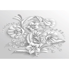  Vászon festmény, MÉDIA, Virágos dombormű, 105 x 70 cm grafika, keretezett kép