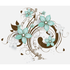  Vászon festmény, MÉDIA, Zöld és szürke virágok, 105 x 70 cm grafika, keretezett kép