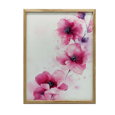 VÁSZON KÉP FALI RÓZSASZÍN VIRÁGHOZ FEHÉR HÁTTÉRA 50X70 CM KERET NÉLKÜL grafika, keretezett kép