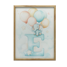 VÁSZON KÉP Léggömbös elefánttal KERET NÉLKÜL PREMIUM VÁSZON 30x40 CM grafika, keretezett kép