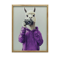  VÁSZONFESTÉS LAMA LILA KAPCSOLÓBAN 50x70 CM KERET NÉLKÜL grafika, keretezett kép