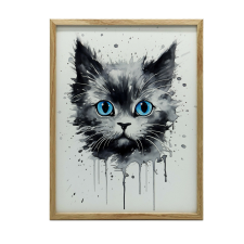VÁSZONFESTÉS MACSKA AKVÉRVÉNYEN VÁSZON PREMIUMON 70x100 CM KERET NÉLKÜL grafika, keretezett kép