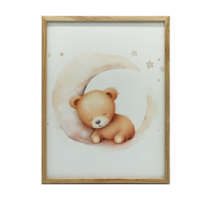 VÁSZONFESTÉS MEDVE A HOLDON FELHŐK PREMIUM VÁSZON 50x70 grafika, keretezett kép