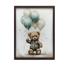  VÁSZONFESTÉS MEDVE Léggömb VILÁG KERET NÉLKÜL PREMIUM VÁSZON 50x70 CM grafika, keretezett kép