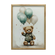  VÁSZONFESTÉS MEDVE Léggömb VILÁG KERET NÉLKÜL PREMIUM VÁSZON 50x70 CM grafika, keretezett kép
