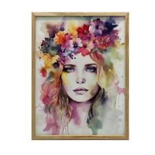  VÁSZONFESTÉS NŐI ARC KOSZORÚ KERET NÉLKÜL 50x70 CM grafika, keretezett kép