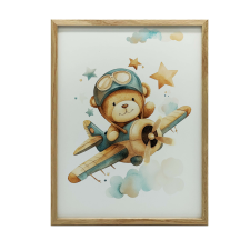 VÁSZONFESTÉS REPÜLŐ MEDVE PILOTA KERET NÉLKÜL PREMIUM VÁSZON 50x70 CM grafika, keretezett kép