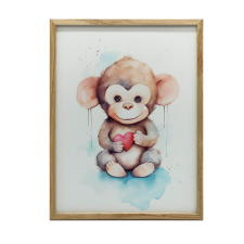  VÁSZONFESTÉS SZÍVES MAJOM 50x70 CM KERET NÉLKÜL PREMIUM VÁSZON grafika, keretezett kép