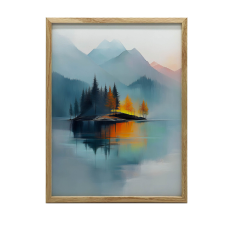 VÁSZONFESTMÉNY A BÉKE OÁZISÁHOZ SÖTÉTBARNA KERETTEL 50X70 CM grafika, keretezett kép