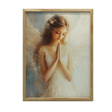 VÁSZONFESTMÉNY ANGYAL IMÁJÁHOZ II KERETTEL 30x40 CM grafika, keretezett kép