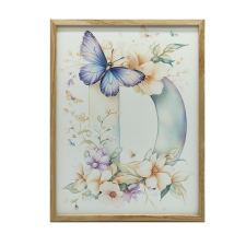 VÁSZONFESTMÉNY D-BETŰ FALRA PILLANGÓVAL KERET NÉLKÜL 50x70 CM grafika, keretezett kép
