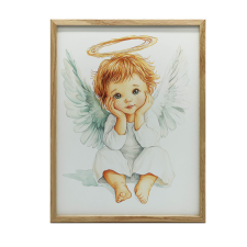VÁSZONFESTMÉNY FALANGYALÁPOLÁSHOZ KERETTEL 50x70 CM grafika, keretezett kép